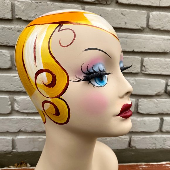 * SOLD * Art Deco Vintage Style Mannequin Head Hat Stand Jewelry Display - Picture 11 of 14